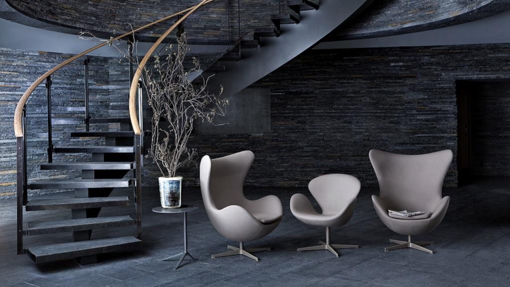 Tre poltrone di design egg chair