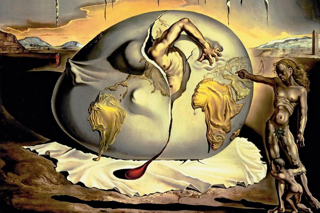 Bambino geopolitico osservante la nascita di un uomo nuovo (1943) - Salvador Dalì | La gallina nella psicoanalisi