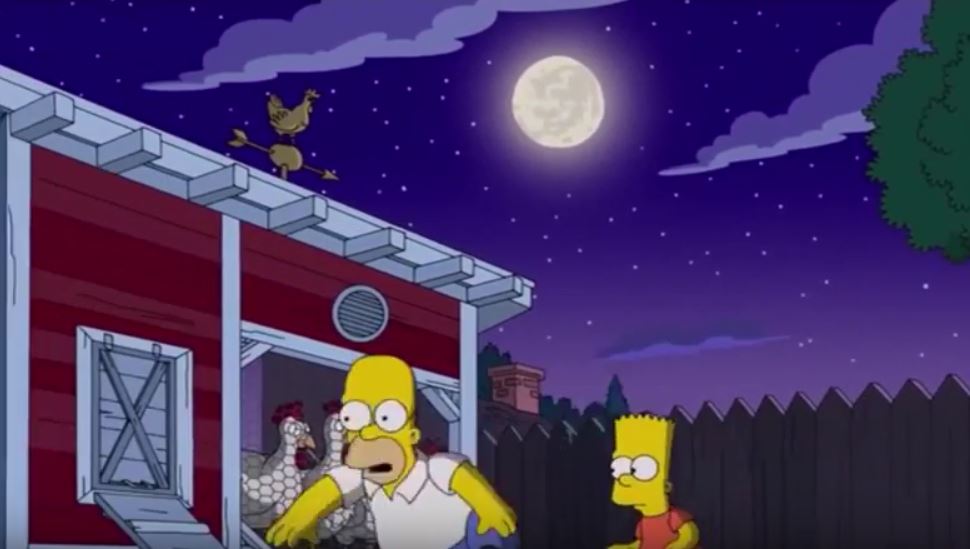 Homer e Bar tentano di rubare le uova dal pollaio di Flanders