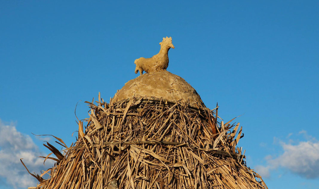 Il colmo ornamentale del pollaio medievale con figura di gallina