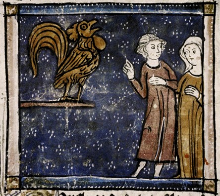 Miniatura medioevale gallina di Richard de Fournival (bestiario d'amore)