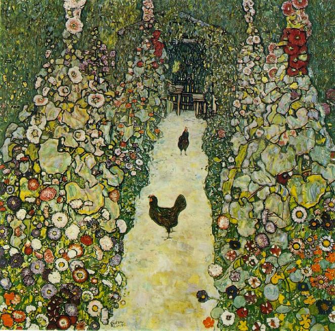 Garden path with chicken (Viale di giardino con galline) - Gustav Klimt