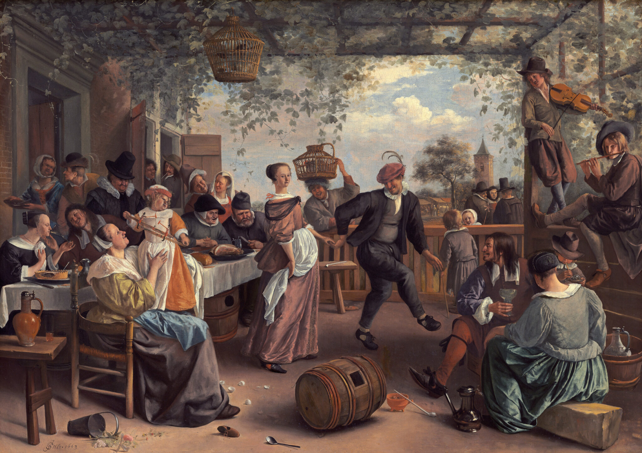 The Dancing Couple, Jan Steen (1663) - La danza dell'uovo dei giovani fidanzati