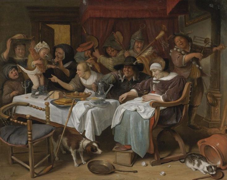 The Athenaeum - Twelfth Night, Jan Steen  (1668) - La cena festosa e la danza dell'uovo