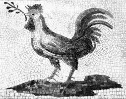 Effige di gallo coronato di razza Siciliana raffigurato in un mosaico di epoca romana