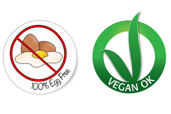 I marchi che contraddistinguono i prodotti vegani senza uova (egg free).