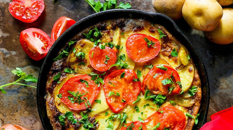 Frittata patate e pomodori con prezzemolo (frittata estiva)