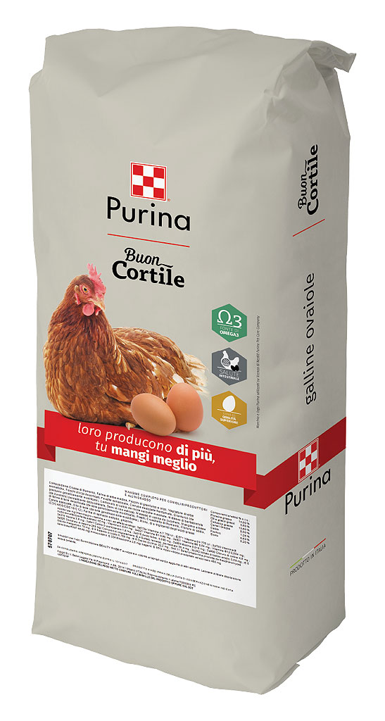 Mangime per galline ovaiole della linea BuonCortile a marchio Purina (Raggio di Sole)