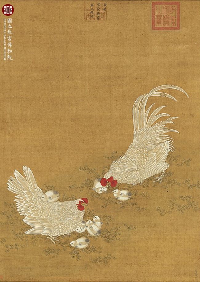 Gallina e gallo con pulcini - Xuanzong (1399-1435, Ming dynasty)