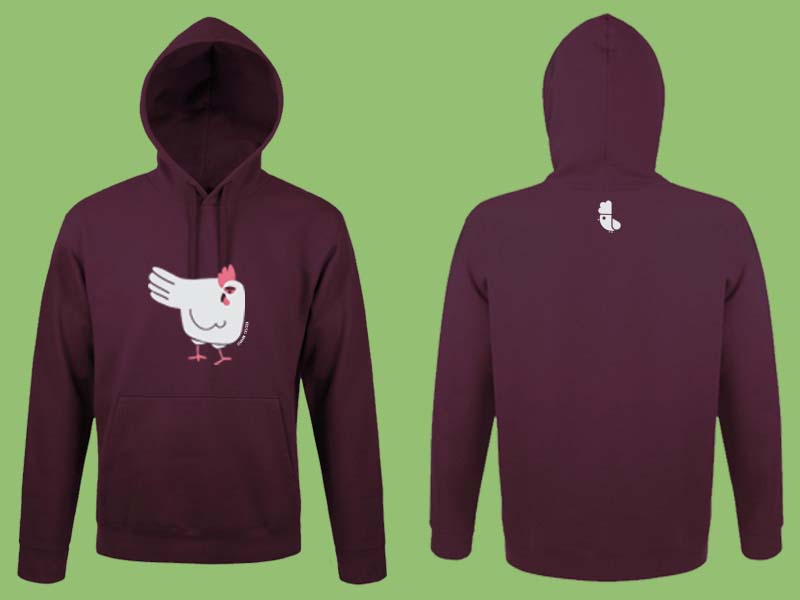 Le felpe unisex LEGHORN CHICKEN di colore amaranto (omaggio alla città e al porto di Livorno)