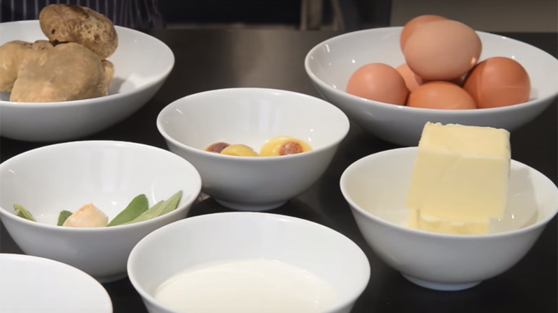 Gli ingredienti per l'uovo al tartufo dello Chef Enrico Crippa