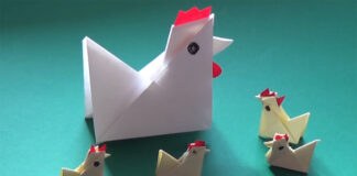 Origami di gallina, gallo e pulcino (ovvero: il pollaio di carta) | Tuttosullegalline.it