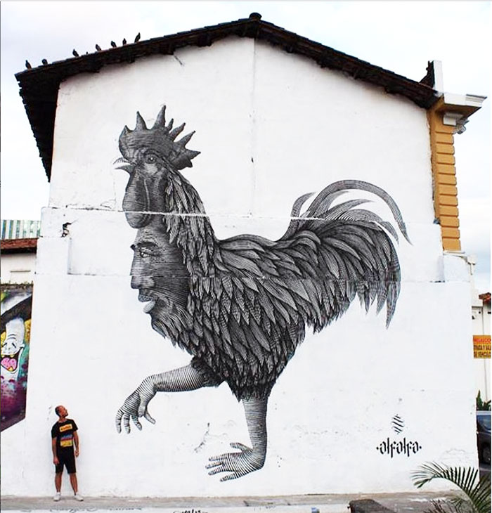 Murales di galli e galline