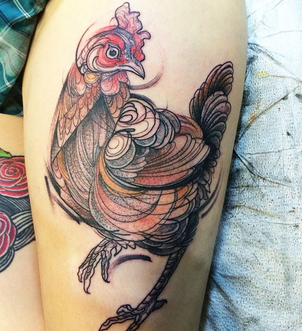 tatuaggio di gallina