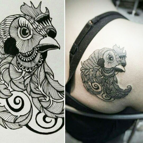 tatuaggio di gallina