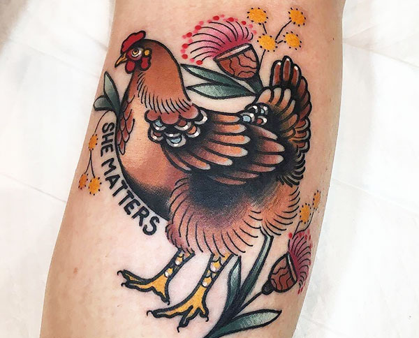 tatuaggio di gallina