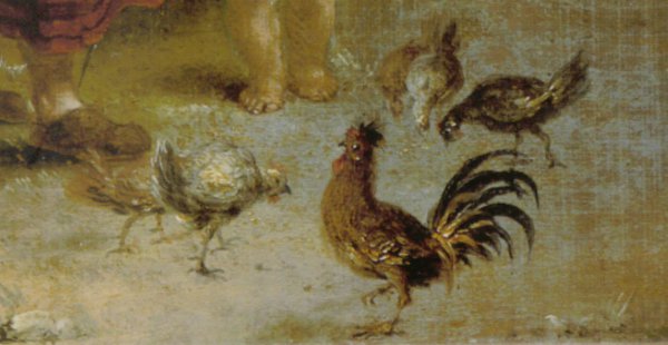 Particolare dalla pittura ad olio "Idillio rurale" di Januarius Zick (ca. 1775), pittore sud tedesco